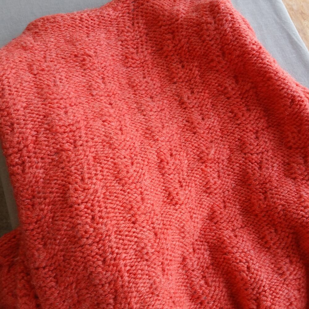 Coral Handmade Vintage Open Front Wool Cardigan Medium chunky knit long sleeve - Picture 7 of 13
